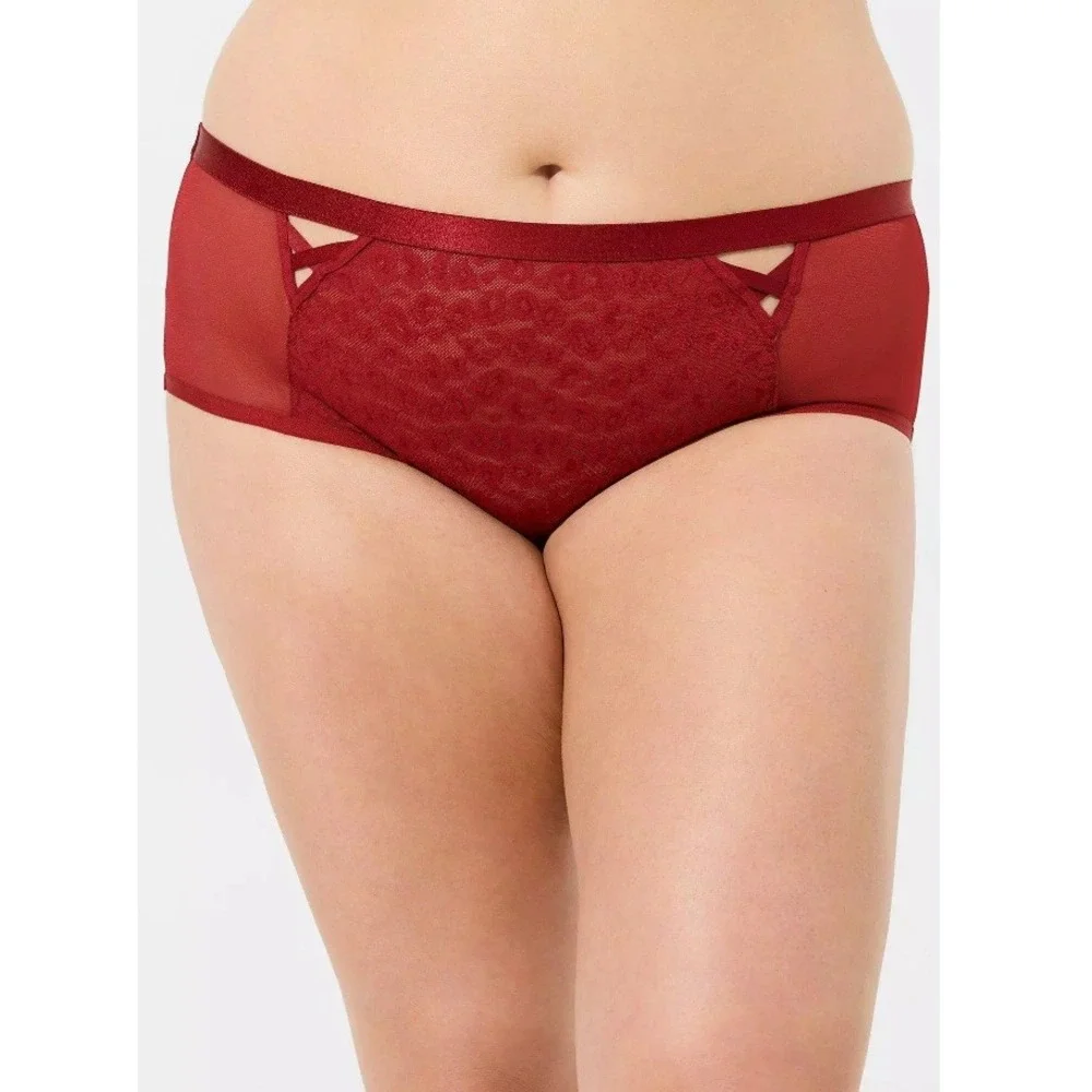 Torrid Women's Rhubarb Animal Lace Mid Rise‎ Cheeky Panty Size 5X